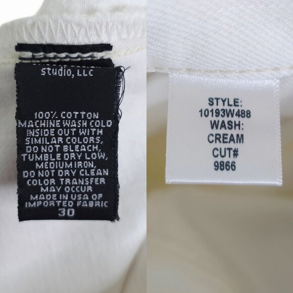 Nili Lotan Shon Jean Cream Denim Barrel Leg Tapered Crop Mid Rise Cotton Size 30 - Picture 9 of 15